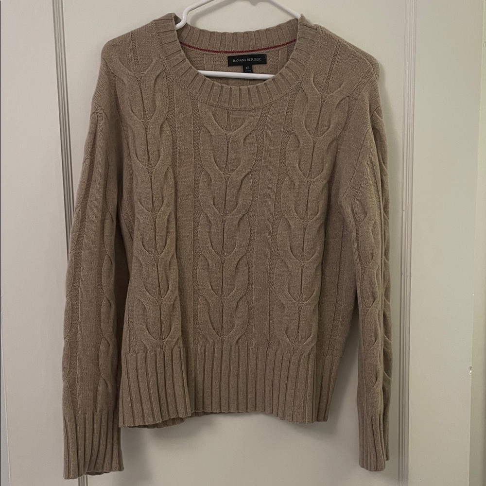 Banana Republic Taupe Cable Knit Sweater